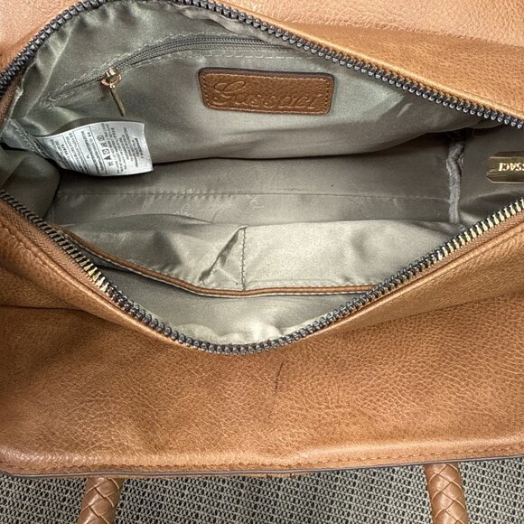 Gussaci Women's Handbag Crossbody Bag Satchel Medium Brown Faux Leather - Picture 7 of 11